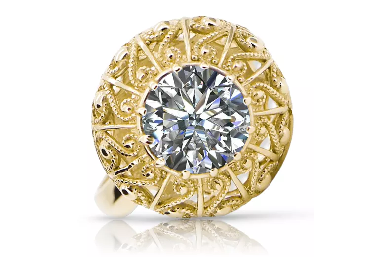  Vintage craft Cyrkónia 14k žlté zlato vrc059y